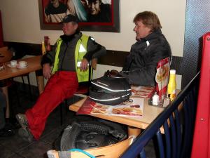 Ceres Wimpy breakfast : check Doc Pete in his Red Oilies ( with Rusty )